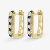 0.20CT Sapphire & Diamond U Hoop Earrings