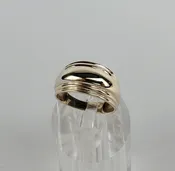 10k Yellow Gold 10.75mm Ribbed Dome Cigar Band Ring 6.75''