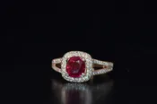 14 Karat Rose Gold Ruby and Diamond ring
