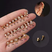 16G Flat Back Tragus Stud Labret Push Pin Cartilage Earring