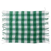 60"L x 50"W Woven Acrylic Throw with Fringe, Green & White Plaid