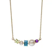 Alternating Gemstone & Freshwater Pearl Bar Necklace
