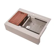 132-7296 Ruston 33″ x 24″ Single Bowl Sand Granite Composite Top-Mount Flat Apron Front Farm Sink