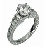 1 1/2 ct Round Cut Diamond with Baguettes