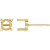 10K Yellow Gold 4 mm Round 4-Prong Cabochon Earring Mounting