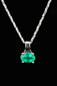 14k Solid White Gold and Natural Emerald Pendant