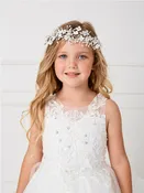 Silk Flower Headband with Rhinestones and Pearls