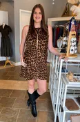 As The Story Goes Leopard Velvet Mini Dress