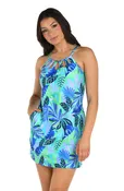 24th & Ocean: Aegean Tropics Cutout High Neck Shift Dress