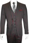 1920 - BLACK/RED - Mens Modern Fit Suit