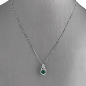 0.50 CT Green Emerald and 0.21 CTW Diamond Halo Pendant