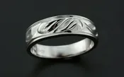14K white gold band with simple and powerful flow patterns. Designed and crafted at Stark Jeweler — Stark Jewelers