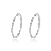 14KW Gold Inside-Outside Diamond Hoop Earrings 78D=1.86Ct