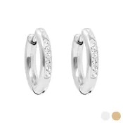 18K Gold PVD Stainless Steel CZ Huggie Hoop Earrings