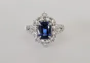 18kt White Gold Blue Sapphire and Diamond Ring