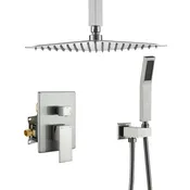 10" Ceiling-Mount 2-Function Shower System with Hand Shower