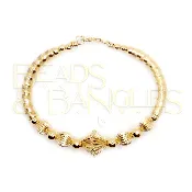 All Gold Flat Twist Bangle with Corrugated Ball