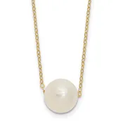 14k 10-11mm White Semi-Round Freshwater Cultured Pearl 17 inch Cable Necklace