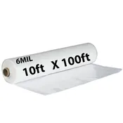 10ftX100ft Clear Plastic Sheeting 6 Mil Low Density LDPE 1 Roll