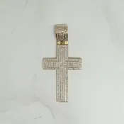 10K Yellow Gold Natural Diamond Cross Pendant 1.00 CTW Estate Religious Charm — Avior Jewelry