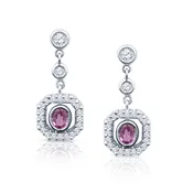 Diamond &amp;amp; Pink Sapphire Dangle Earrings