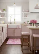 2' x 3' Pink Light Cream Distressed Washable Runner Area Rug