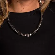 18" Silver Disc Melon Bead Necklace