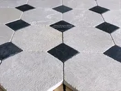 Antiqued Black & Beige Octagon & Cabochon Flooring | French Limestone & Ardoise Tiles