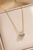 18K Stainless Steel Tarnish Free Barrel Necklace