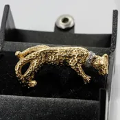 14kt Gold Jaguar Ring with Diamond Collar