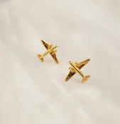 Airplane Stud Earrings in Gold
