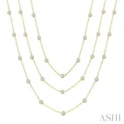 10 Ctw Bezel Set Round Cut Diamond 60-Inch Long Station Necklace in 14K Yellow Gold