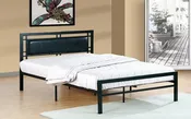 Platform Metal Bed With Leather - Black****Shipped to GTA ONLY****