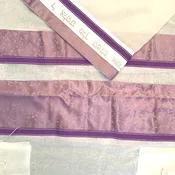 Sheer Tallit Set with Wide Lavender Striping