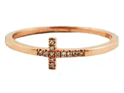 0.03ct Round Micro Pave Diamonds 14K Rose Gold Mini Cross Band Ring