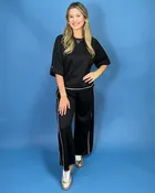 Aspen Contrast Trim Black Pant Lounge Set