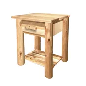 24 Inch Log Nightstand with Shelf | 24" Wide