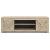 CAYBONI TV STAND W/ FIREPLACE OPTION (TAN)