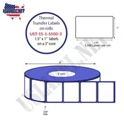 1.5'' x 1'' Thermal Transfer/inkjet Labels on a 3 '' Core 8 ''OD.