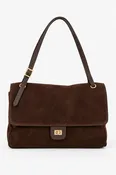 Anna Large Suede Tote-Dark Brown