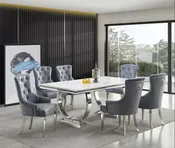Artbestq dining set 7 pcs includes 1 marble table with 6 chairs