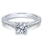 14k White Gold Diamond Engagement Ring Mounting