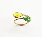 18kt Tsavorite & Yellow Tourmaline Bypass Ring — Jackson Grey Jewelers
