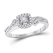 10k White Gold Solitaire Halo Engagement Ring 1/6 CTTW