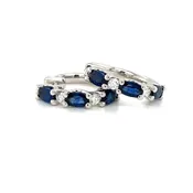 14Kt Sapphire and Diamond Huggies