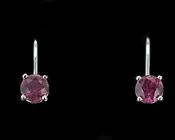 14k Solid White Gold and Natural Ruby Earrings