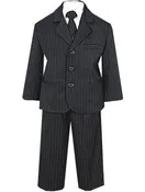 Boys Black Pinstripe 5 Piece Suit  LT-3750B