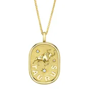 0.02CT DIAMOND ZODIAC TAURUS BULL STAR MATTE CHOPIN CHAIN NECKLACE