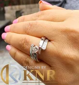 14k solid and heavy white gold princess cut ring natural diamond ring engagement ring and matching band tension set ring bridal set 1.50ctw