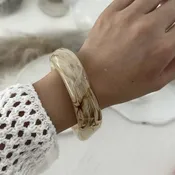 Abstract Acrylic Resin Bangle Bracelet (Beige)